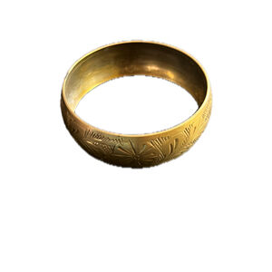 Brass Floral Flowers Hand Engraved Bangle Bracelet